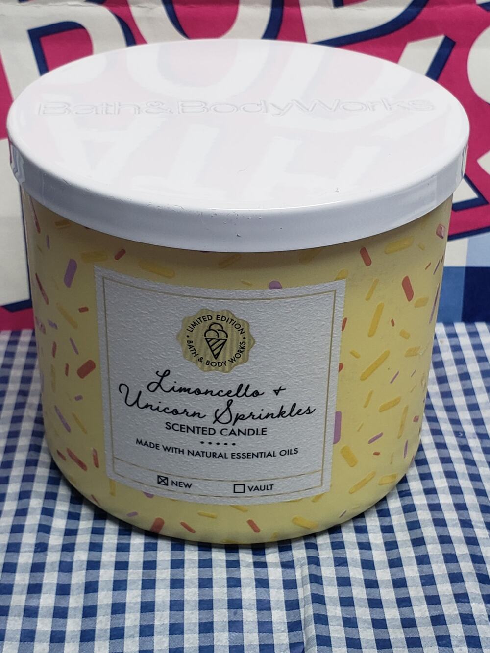 BBW Limoncello & Unicorn Sprinkles Large 3 Wick Candle Home Fragrance Decor